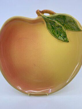 vintage peach shaped hand painted ceramic platter artist barbara eigen portugal